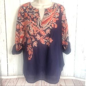 Soft Surroundings V Neck Floral Paisley Tunic Top